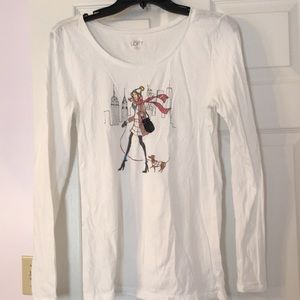 Loft long sleeve white tshirt size small